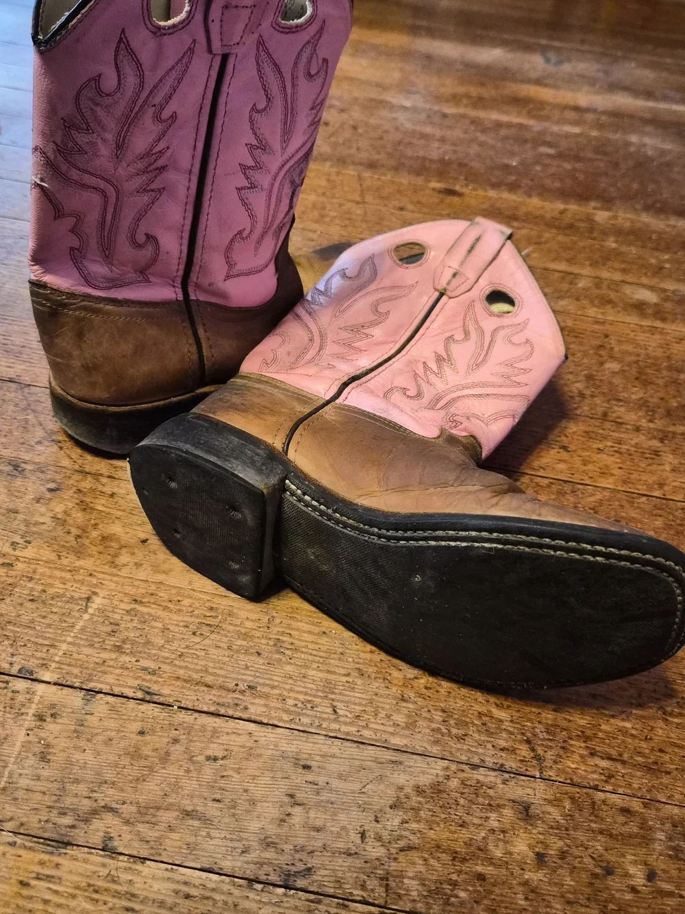 Ole West Pink & Brown Western Boots Little Girls Size 2–3